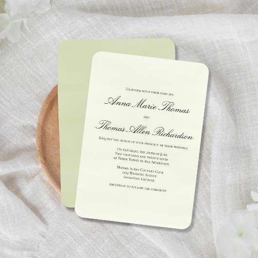Sage Green Botanical Elegant Minimalist Wedding 招待状