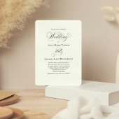 Sage Green Botanical Elegant Script Wedding Invite 招待状