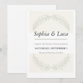 Sage Green Botanical Elegant Wedding Invitation  招待状 (正面/裏面)