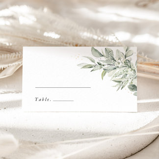 Sage Green Botanical Elegant Wedding Place Cards プレイスカード