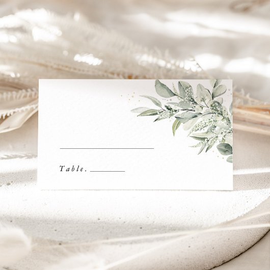 Sage Green Botanical Elegant Wedding Place Cards プレイスカード