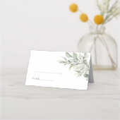 Sage Green Botanical Elegant Wedding Place Cards プレイスカード (正面)
