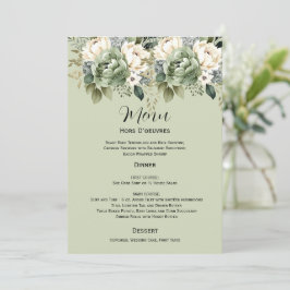 Sage Green Botanical Floral Wedding | Menu 招待状
