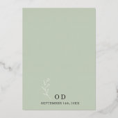 Sage Green Botanical Floral Wedding Silver 箔招待状 (裏面)