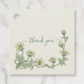Sage Green Botanical Floral Wedding Thank You フェイバータグ (正面)
