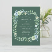 Sage Green Botanical Flourish Wedding 招待状 (スタンド正面)