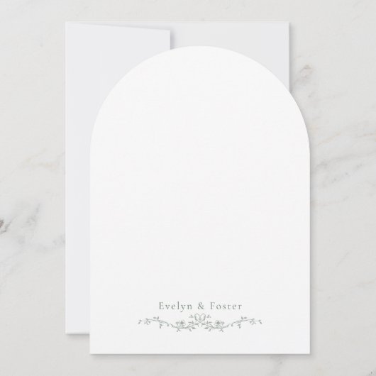 Sage Green Botanical Garden Romantic Wedding Arch 招待状 (裏面)