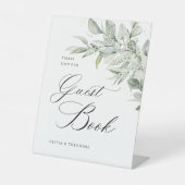 Sage Green Botanical Guest Book Wedding Table 台座サイン (正面)