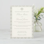 Sage Green Botanical Heirloom Wedding  招待状 (スタンド正面)