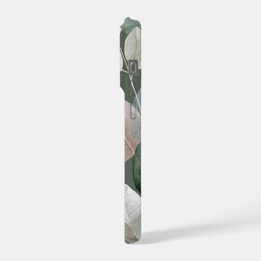 Sage Green Botanical Leaf  – Boho Neutral iPhoneケース (左側面)