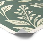 Sage Green Botanical Leaf Pattern Wall Art ポスター (角)
