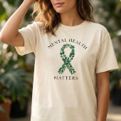 Sage Green Botanical Mental Health Matters Ribbon Tシャツ