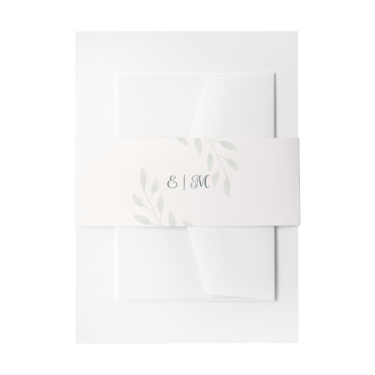 Sage Green Botanical Minimal Greenery Wedding  招待状ベリーバンド (正面例)