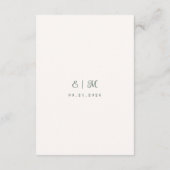 Sage Green Botanical Minimal Wedding Details エンクロージャーカード (裏面)