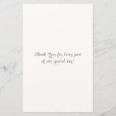 Sage Green Botanical Minimal Wedding Program Card (裏面)