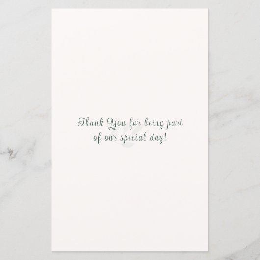 Sage Green Botanical Minimal Wedding Program Card (裏面)