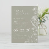 Sage Green Botanical Minimal Wedding Save the Date (スタンド正面)