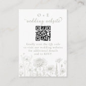 Sage Green Botanical Minimal Wedding Website QR エンクロージャーカード (正面)