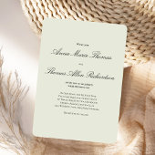 Sage Green Botanical Modern Script Wedding 招待状
