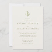 Sage Green Botanical Monogram Wedding Invitation 案内状 (正面)