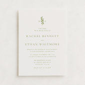 Sage Green Botanical Monogram Wedding Invitation 案内状