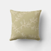 Sage Green Botanical Pattern Cream Hand Drawn Leaf クッション (裏面)