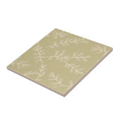 Sage Green Botanical Pattern Cream Hand Drawn Leaf タイル (側面)