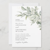 Sage Green Botanical Photo Back Wedding 招待状 (正面)