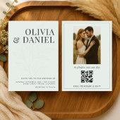 Sage Green Botanical Photo QR Code Wedding 招待状