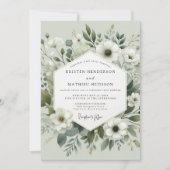 Sage Green Botanical Romance Wedding 招待状 (正面)