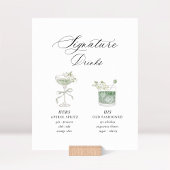 Sage Green Botanical Signature Drinks Wedding 台座サイン