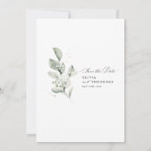 Sage Green Botanical Watercolor Elegant Wedding セーブザデート (裏面)