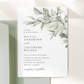 Sage Green Botanical Watercolor Elegant Wedding 招待状