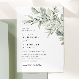 Sage Green Botanical Watercolor Elegant Wedding 招待状