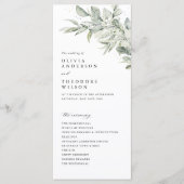 Sage Green Botanical Watercolor Wedding Ceremony プログラム (正面)