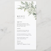 Sage Green Botanical Watercolor Wedding Dinner メニュー (正面)