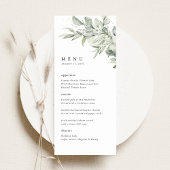 Sage Green Botanical Watercolor Wedding Dinner メニュー