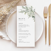 Sage Green Botanical Watercolor Wedding Dinner メニュー