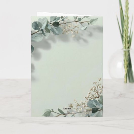 Sage Green Botanical Watercolor Wedding Invitation カード (裏面)