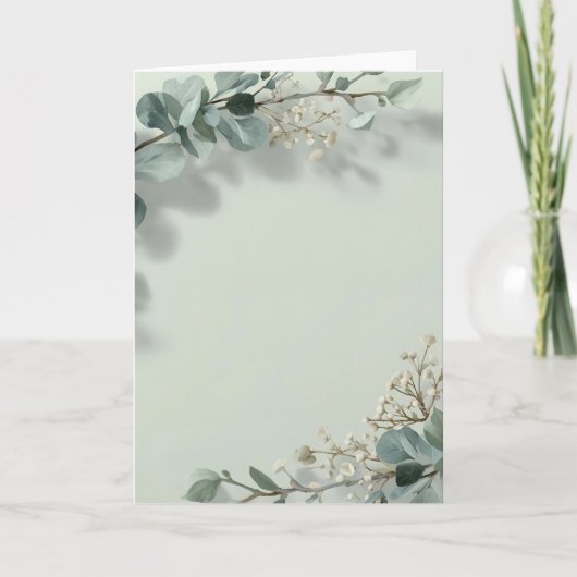 Sage Green Botanical Watercolor Wedding Invitation カード (正面)