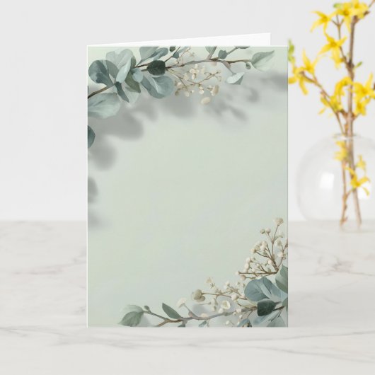 Sage Green Botanical Watercolor Wedding Invitation カード (黄色い花)