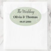 Sage Green Botanical Wedding 楕円形シール (バッグ)