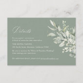 Sage Green Botanical Wedding Accommodation エンクロージャーカード (正面)