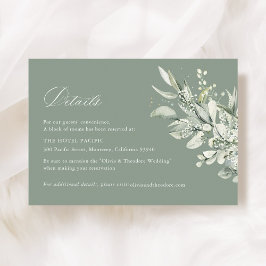 Sage Green Botanical Wedding Accommodation エンクロージャーカード