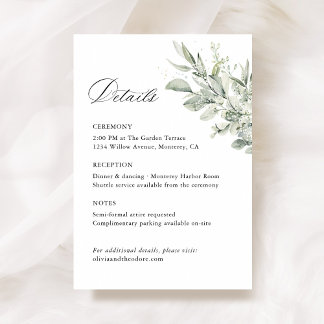Sage Green Botanical Wedding Details, Ceremony エンクロージャーカード