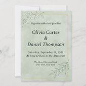 Sage Green Botanical Wedding Invitation 招待状 (正面)