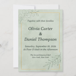 Sage Green Botanical Wedding Invitation 招待状