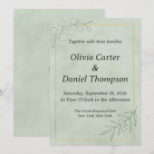 Sage Green Botanical Wedding Invitation 招待状 (正面/裏面)