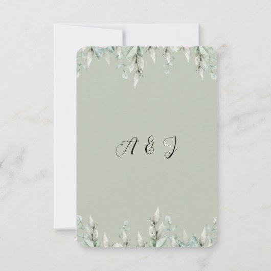 Sage Green Botanical Wedding RSVP CARD (裏面)