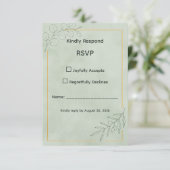 Sage Green Botanical Wedding RSVP Card (スタンド正面)